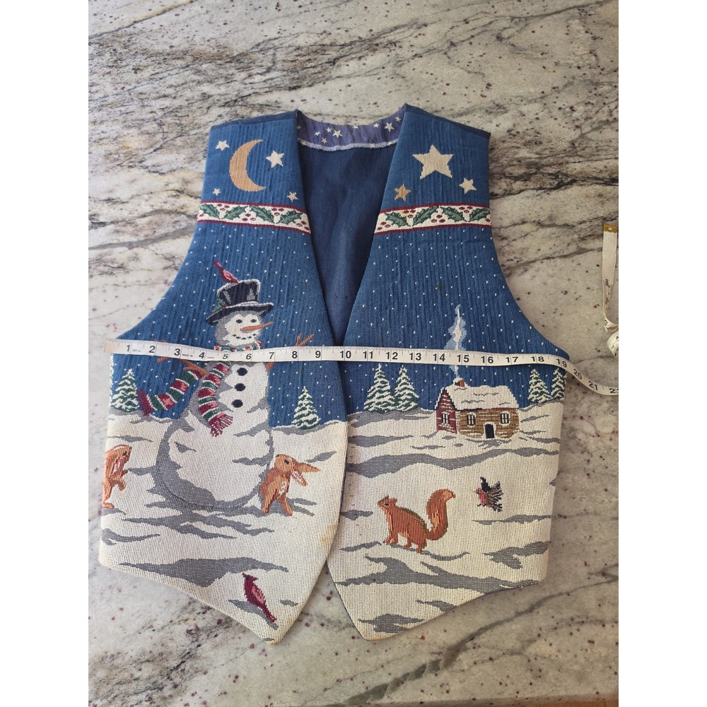 Vintage Women's Christmas Snowman Tapestry Vest size large